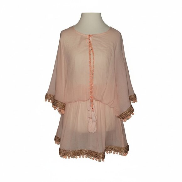 Shiraleah Chicago Women's Soft Pink Cover Up Beach Cruise Vacation Cotton OSFM - Picture 4 of 8